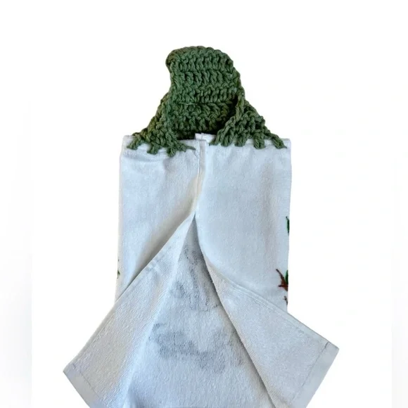 Hand Crafted Kitchen Hand Towels Crochet Hanging Colorful Floral Set - Picture 6 of 10